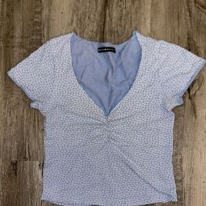 Brandy Melville Light Blue Floral Blouse